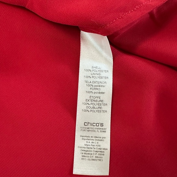 Chico's Women's Red Long Sleeve Blouse Size 2 - Picture 15 of 17
